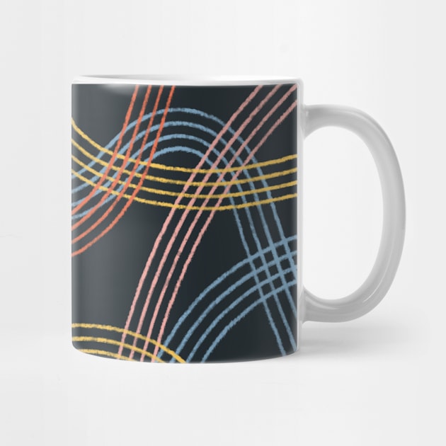 Different Paths Crossing - Pastel Pencil Lines in Dark Background by Teeworthy Designs